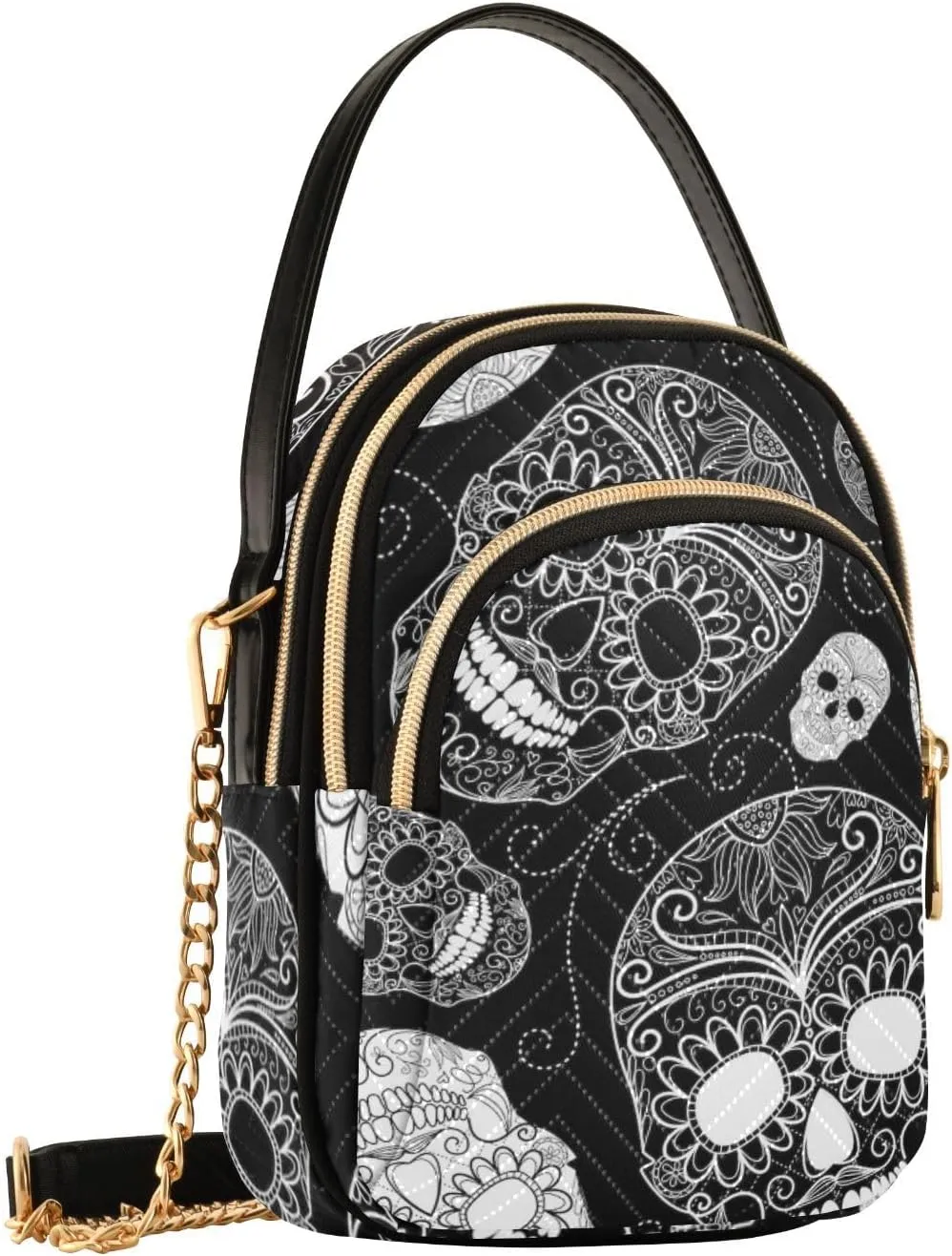 Women's Wave Cross Body Chest Bag, 52 inch Gold Chain Shoulder Handbag Purse
