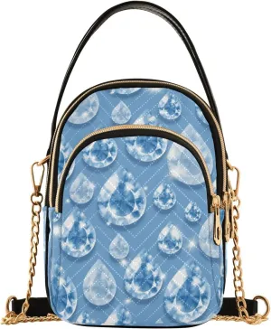 Women's Wave Cross Body Chest Bag, 52 inch Gold Chain Shoulder Handbag Purse