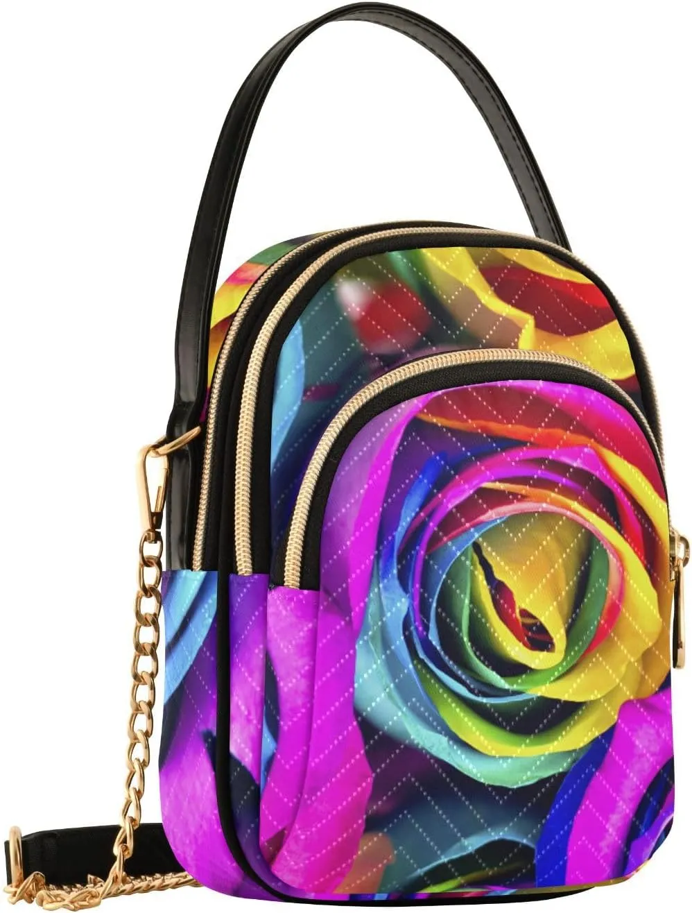 Women's Wave Cross Body Chest Bag, 52 inch Gold Chain Shoulder Handbag Purse