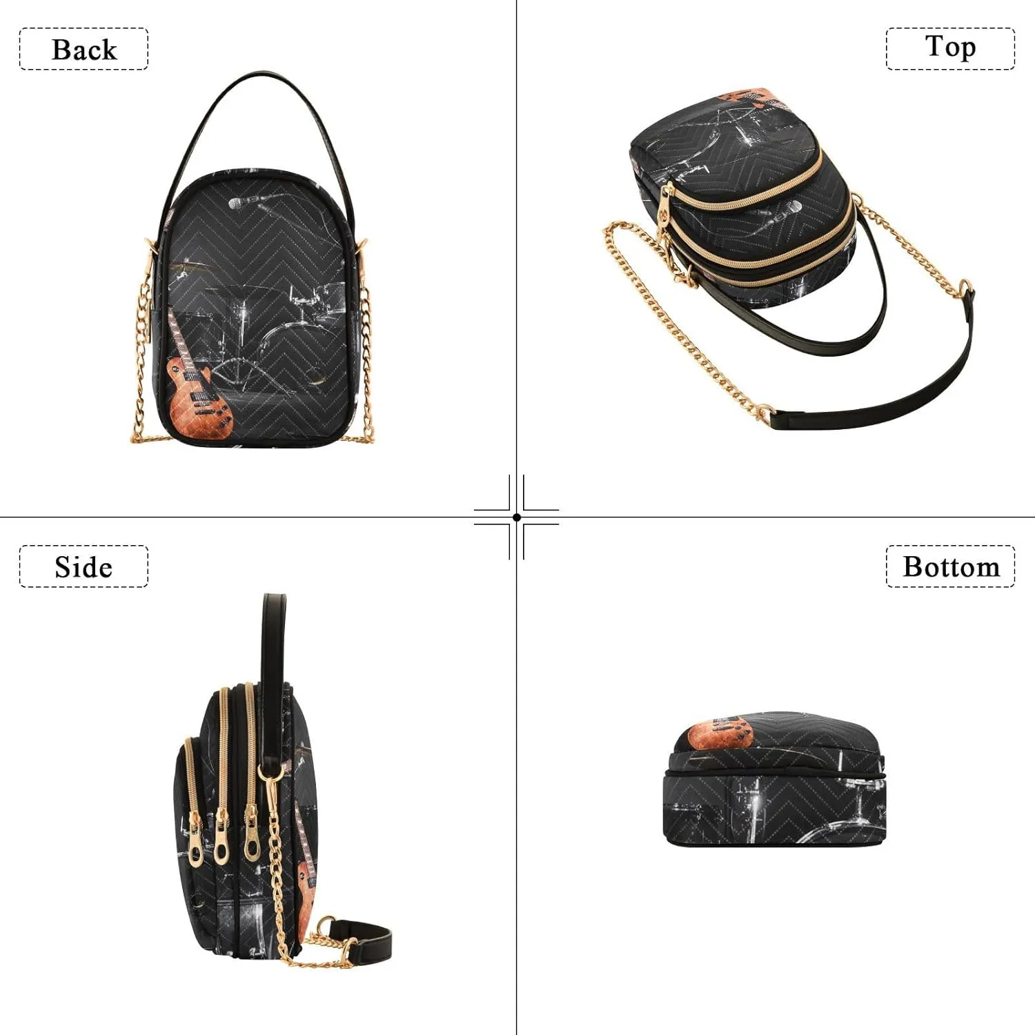 Women's Wave Cross Body Chest Bag, 52 inch Gold Chain Shoulder Handbag Purse