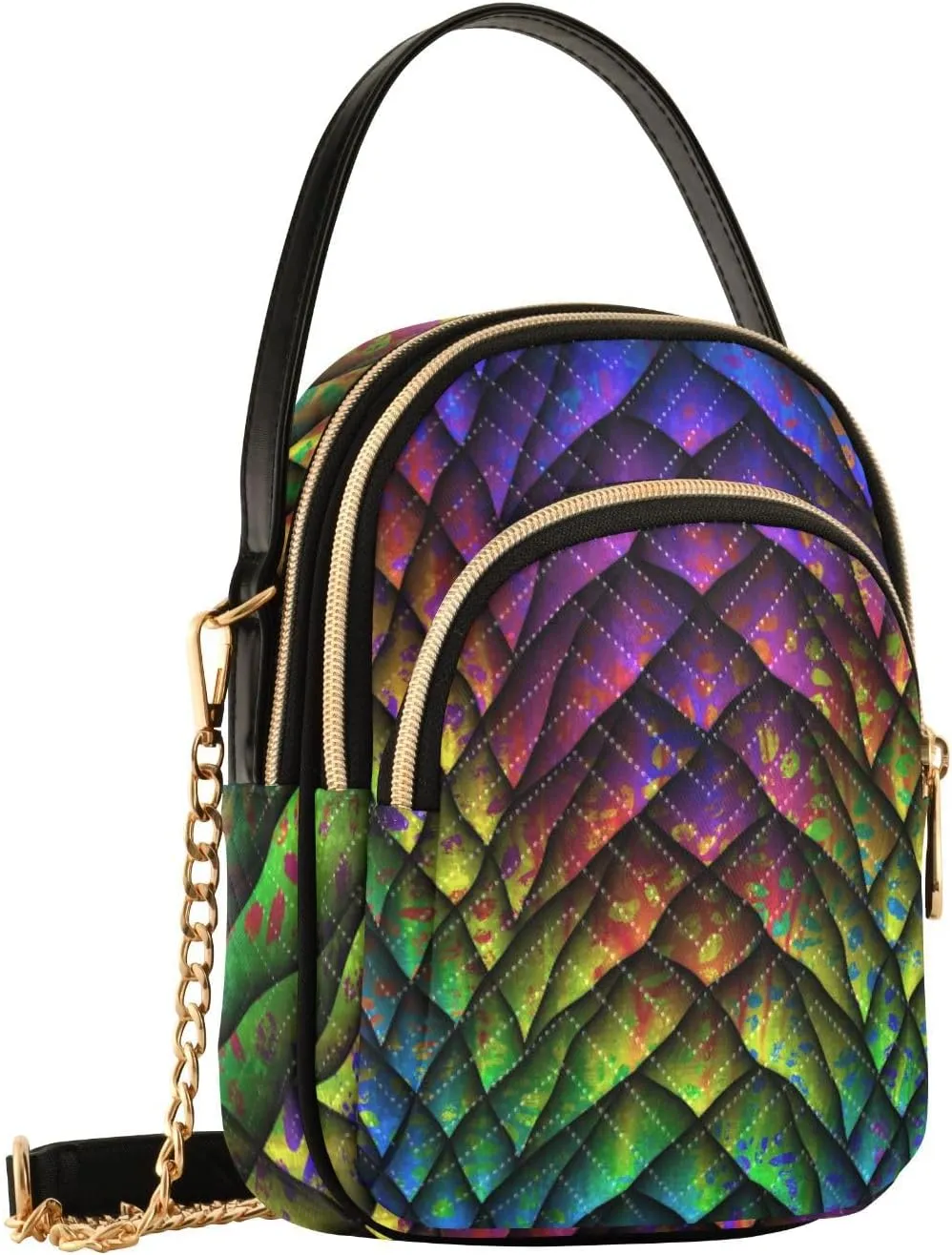 Women's Wave Cross Body Chest Bag, 52 inch Gold Chain Shoulder Handbag Purse