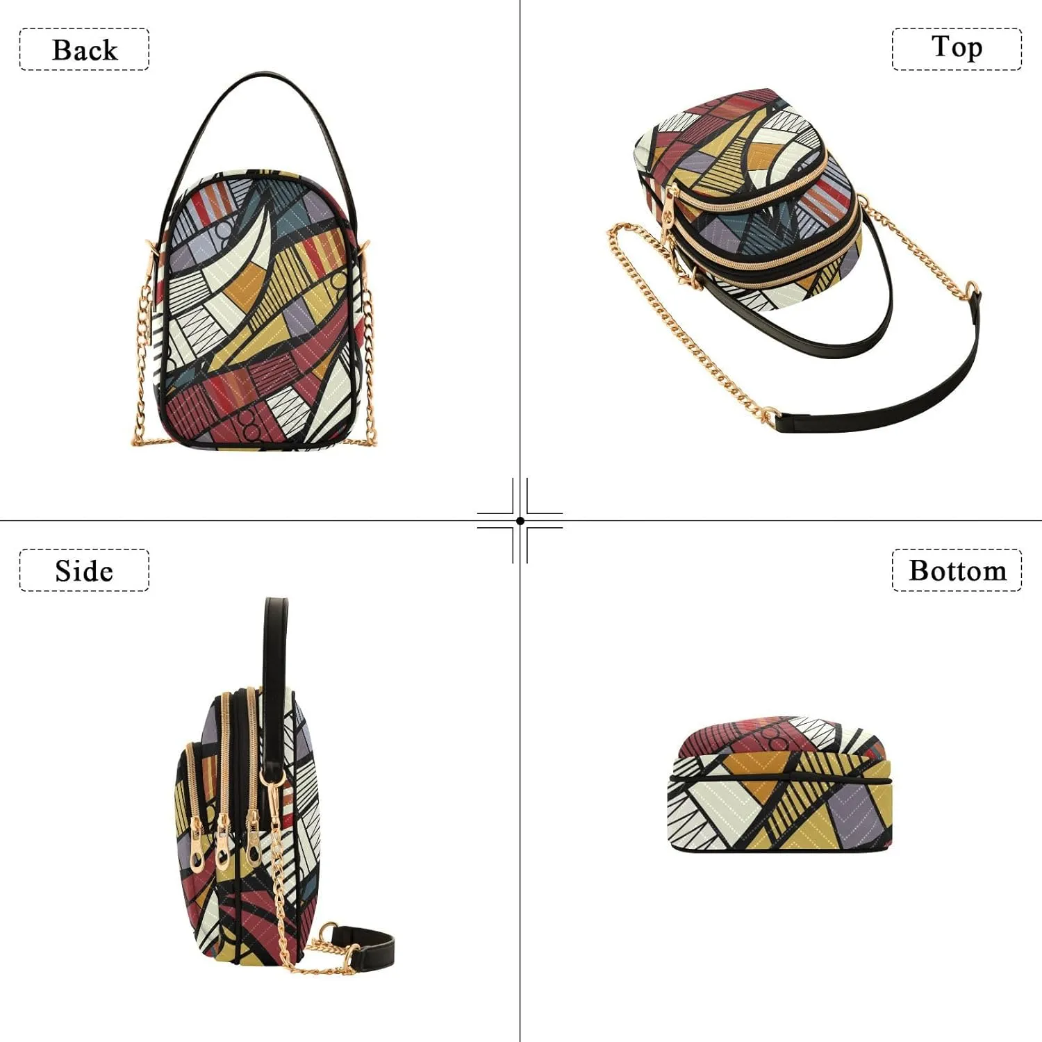 Women's Wave Cross Body Chest Bag, 52 inch Gold Chain Shoulder Handbag Purse