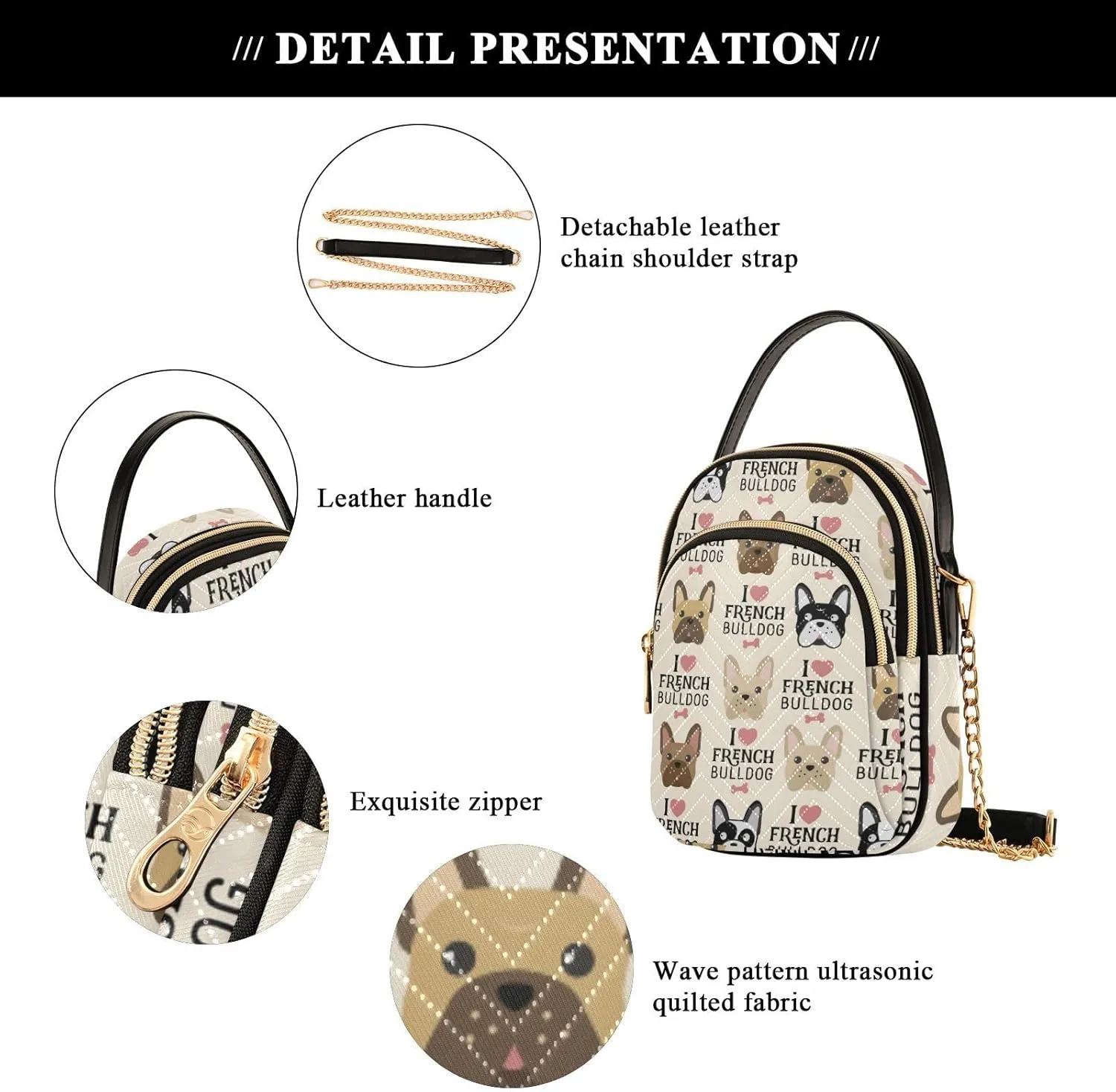 Women's Wave Cross Body Chest Bag, 52 inch Gold Chain Shoulder Handbag Purse