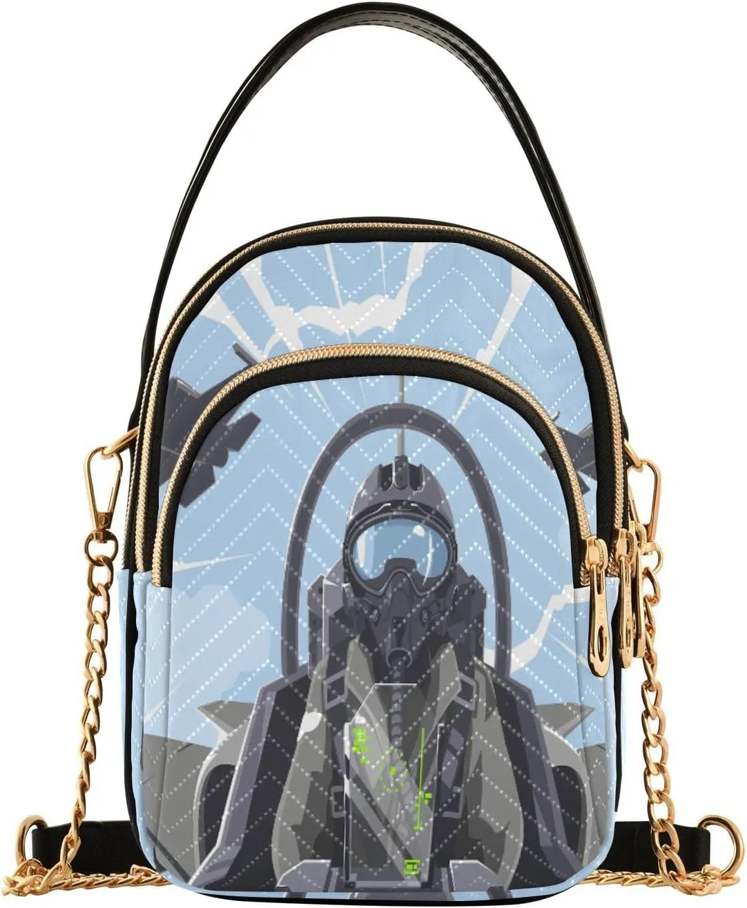 Women's Wave Cross Body Chest Bag, 52 inch Gold Chain Shoulder Handbag Purse