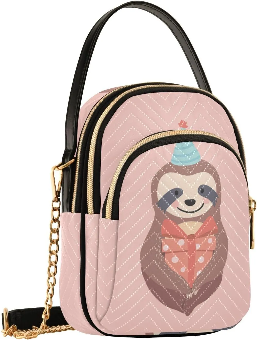 Women's Wave Cross Body Chest Bag, 52 inch Gold Chain Shoulder Handbag Purse