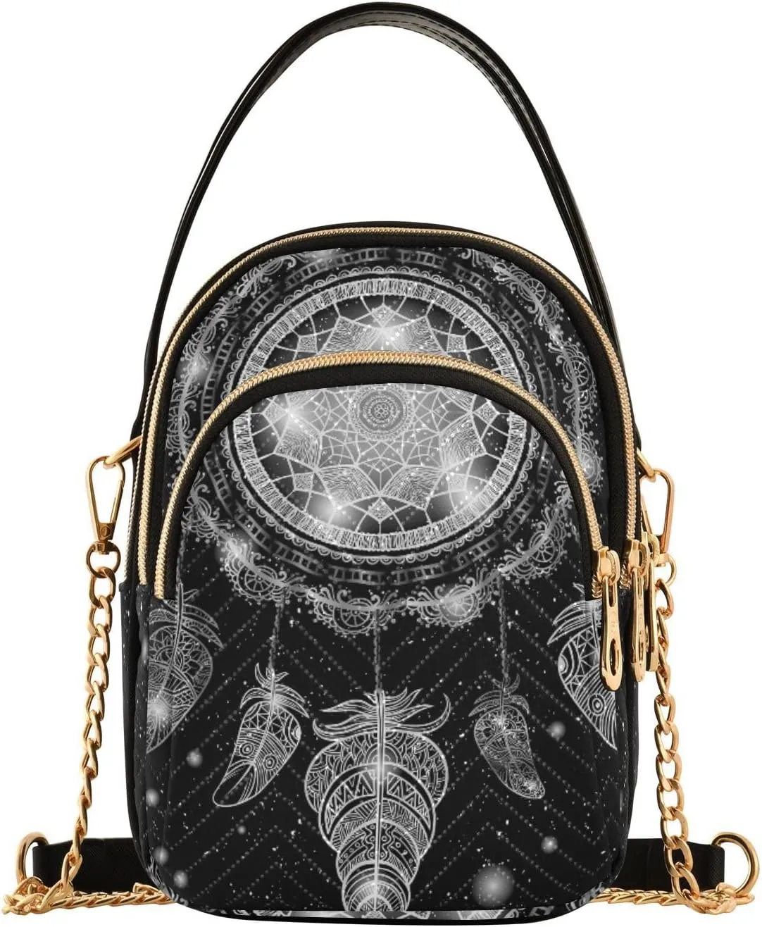 Women's Wave Cross Body Chest Bag, 52 inch Gold Chain Shoulder Handbag Purse