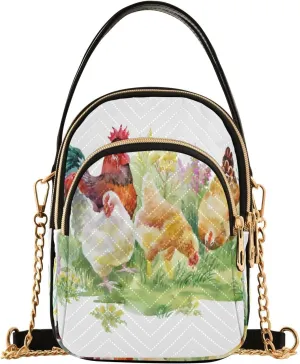 Women's Wave Cross Body Chest Bag, 52 inch Gold Chain Shoulder Handbag Purse