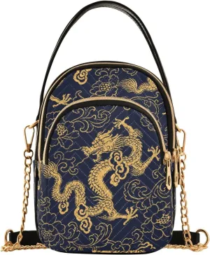 Women's Wave Cross Body Chest Bag, 52 inch Gold Chain Shoulder Handbag Purse