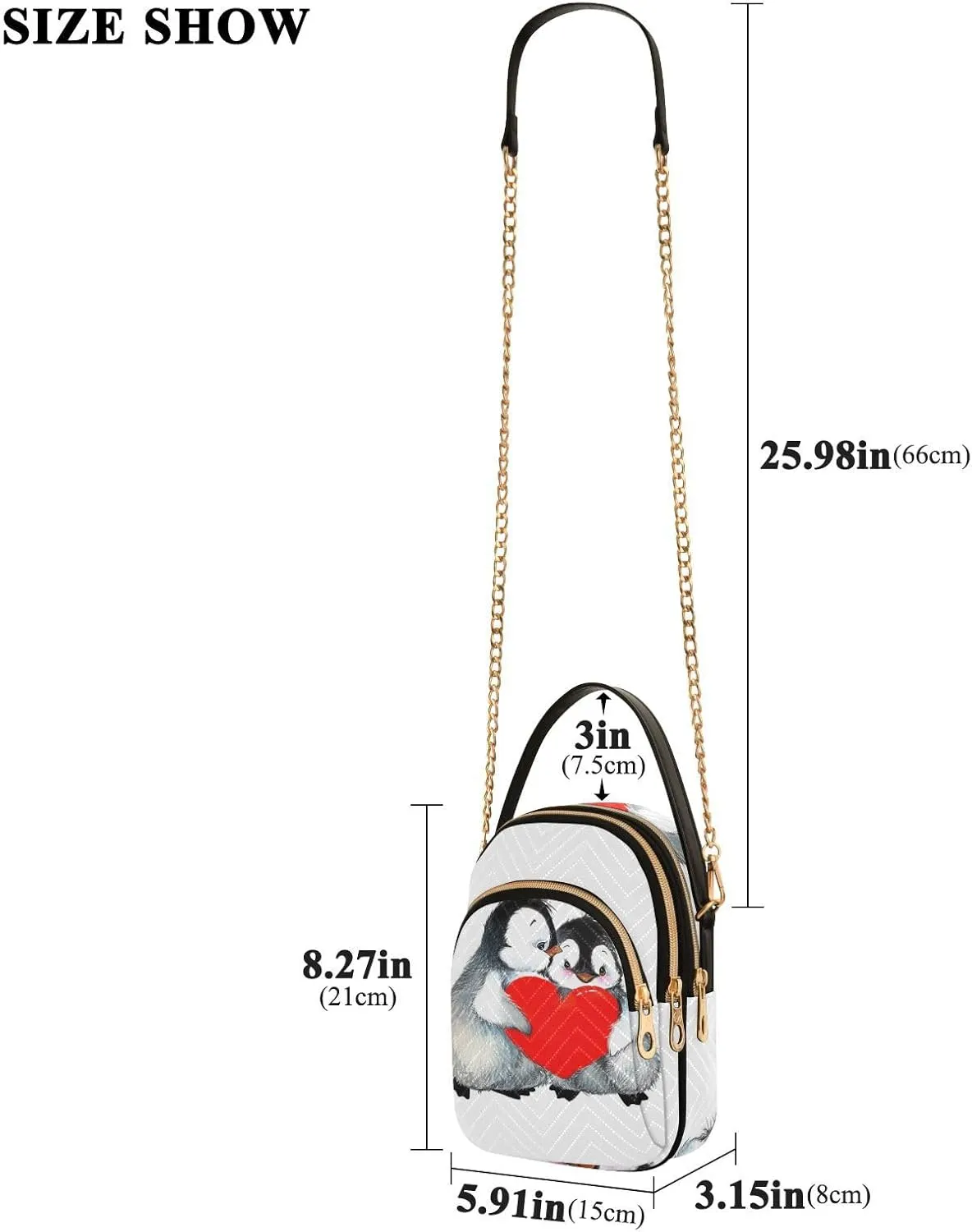 Women's Wave Cross Body Chest Bag, 52 inch Gold Chain Shoulder Handbag Purse