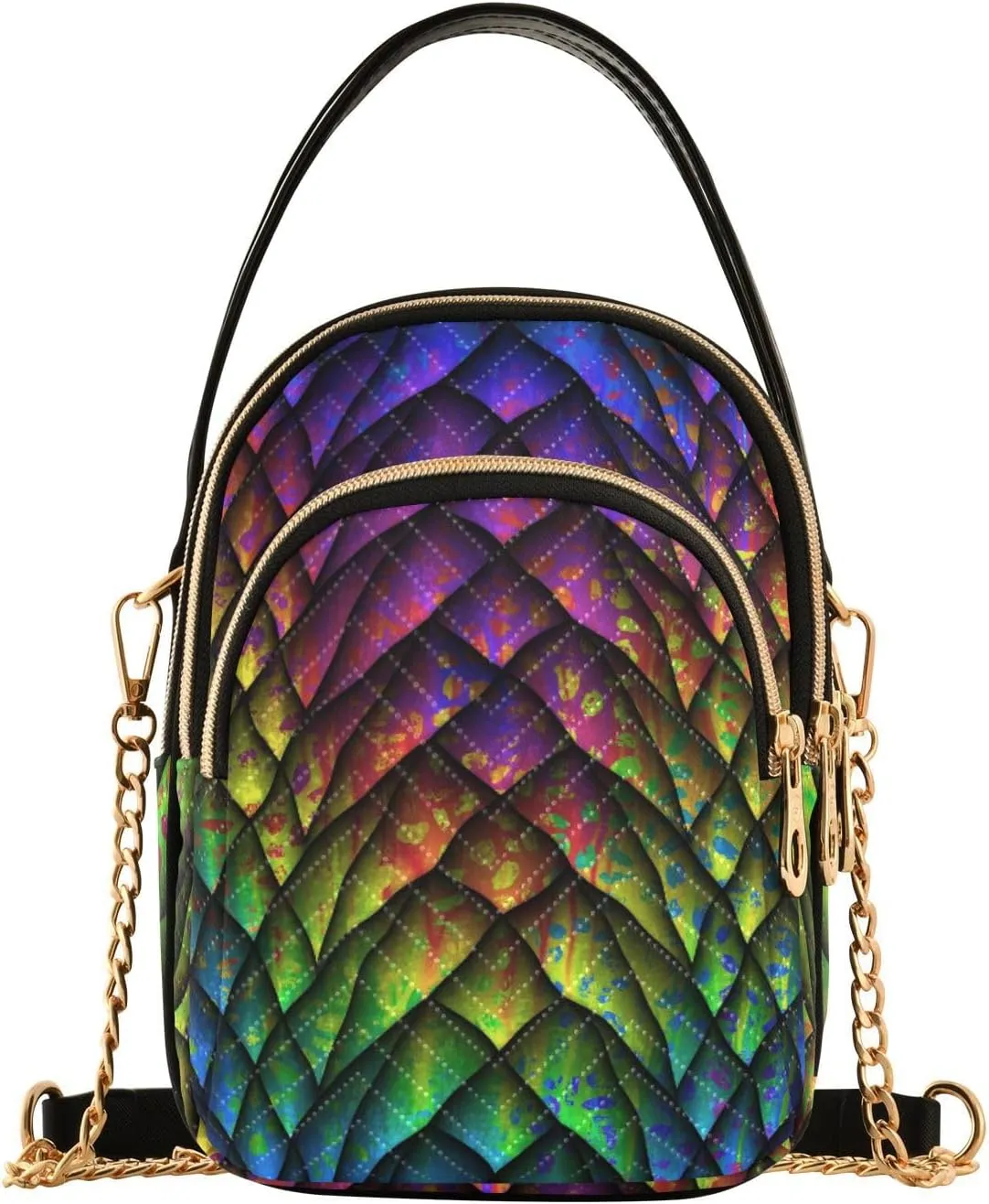 Women's Wave Cross Body Chest Bag, 52 inch Gold Chain Shoulder Handbag Purse