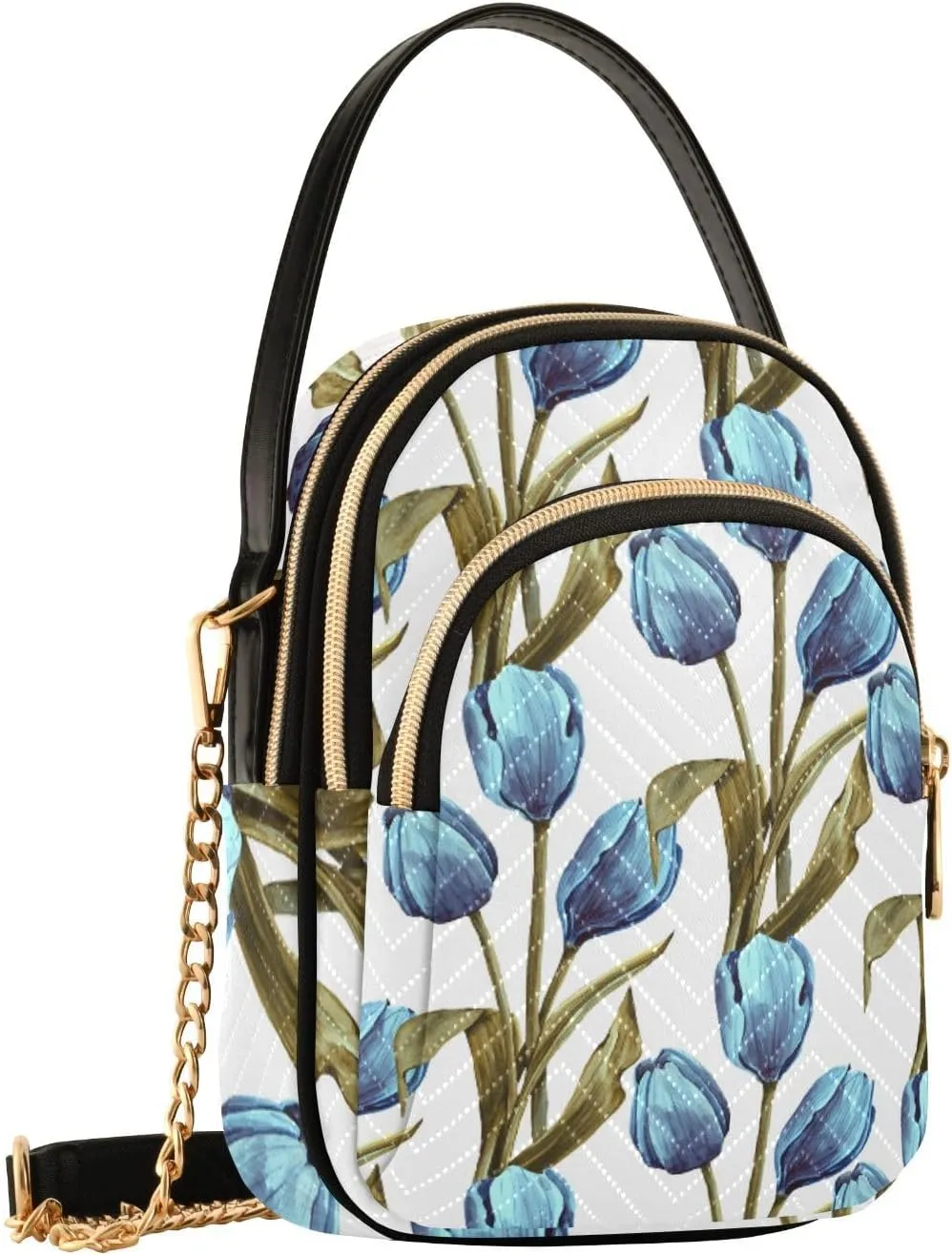 Women's Wave Cross Body Chest Bag, 52 inch Gold Chain Shoulder Handbag Purse