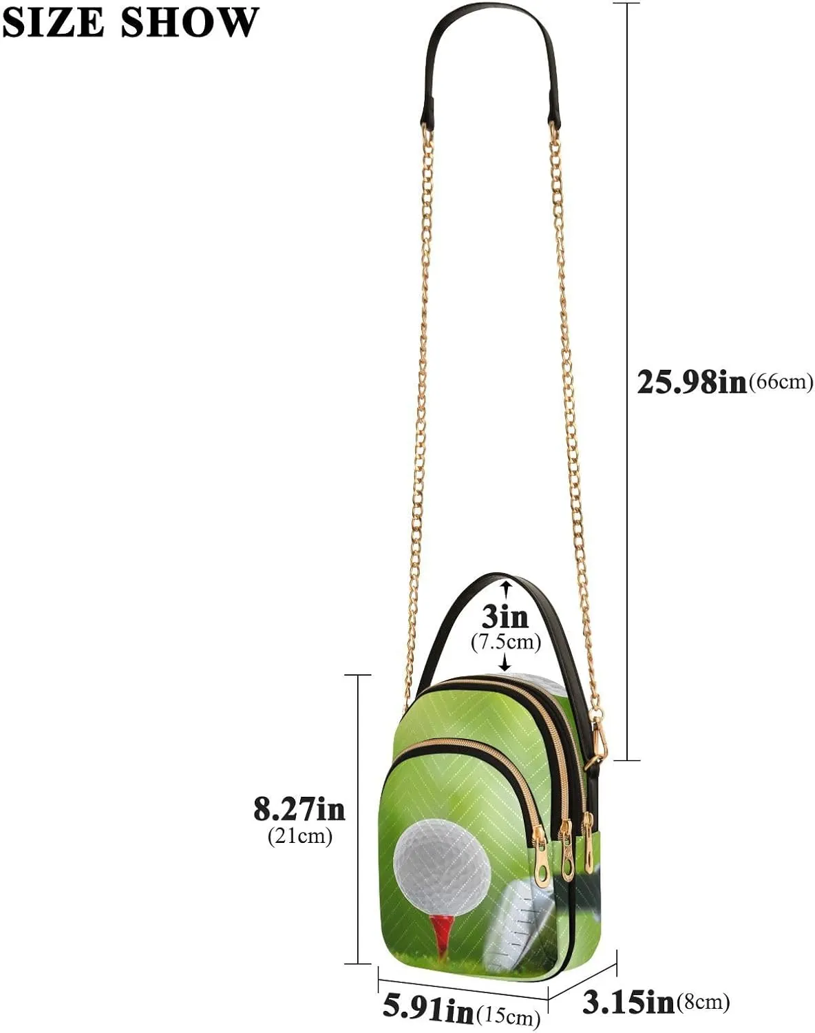 Women's Wave Cross Body Chest Bag, 52 inch Gold Chain Shoulder Handbag Purse