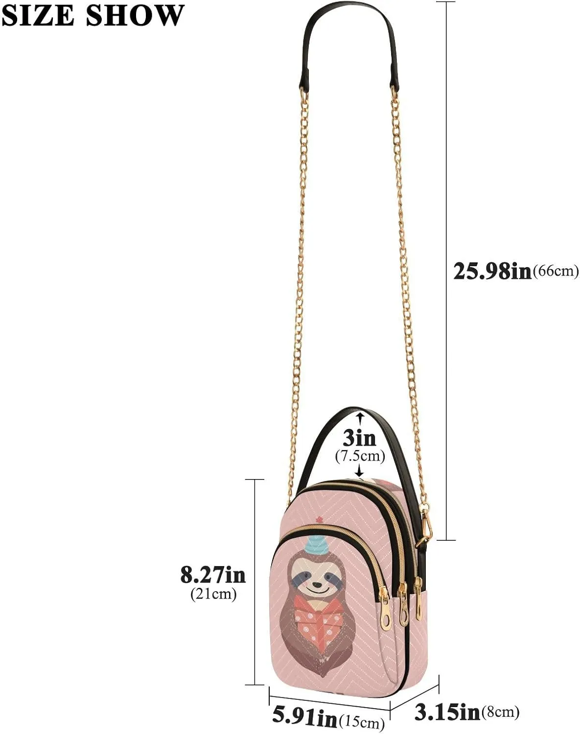 Women's Wave Cross Body Chest Bag, 52 inch Gold Chain Shoulder Handbag Purse