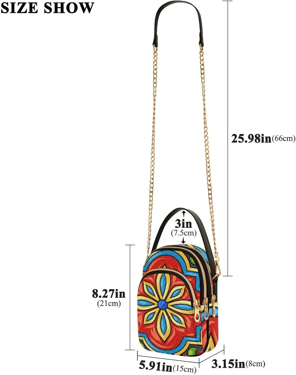 Women's Wave Cross Body Chest Bag, 52 inch Gold Chain Shoulder Handbag Purse