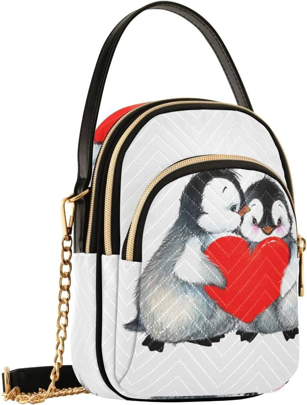 Women's Wave Cross Body Chest Bag, 52 inch Gold Chain Shoulder Handbag Purse