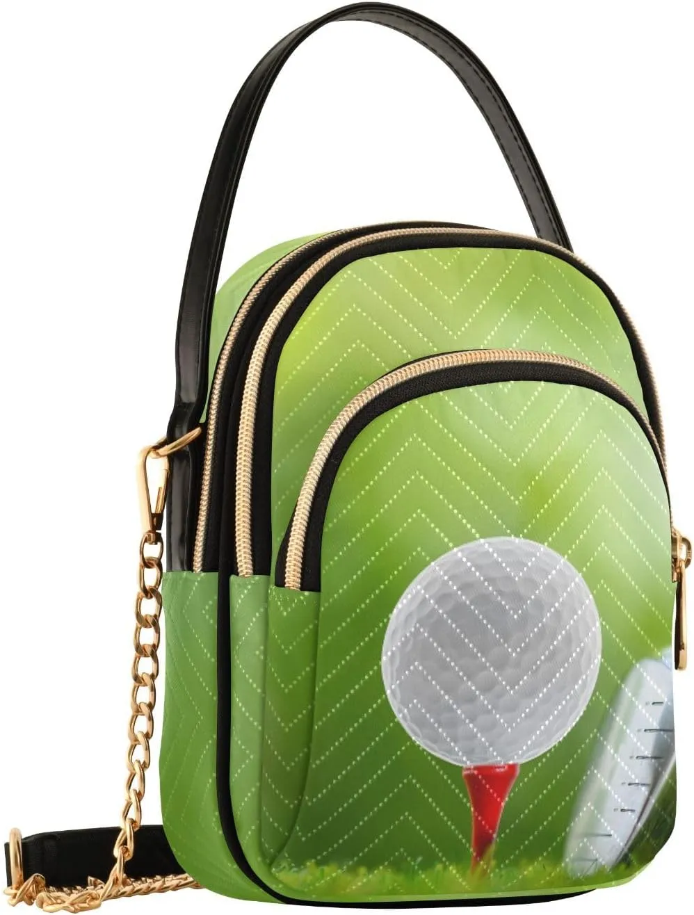 Women's Wave Cross Body Chest Bag, 52 inch Gold Chain Shoulder Handbag Purse