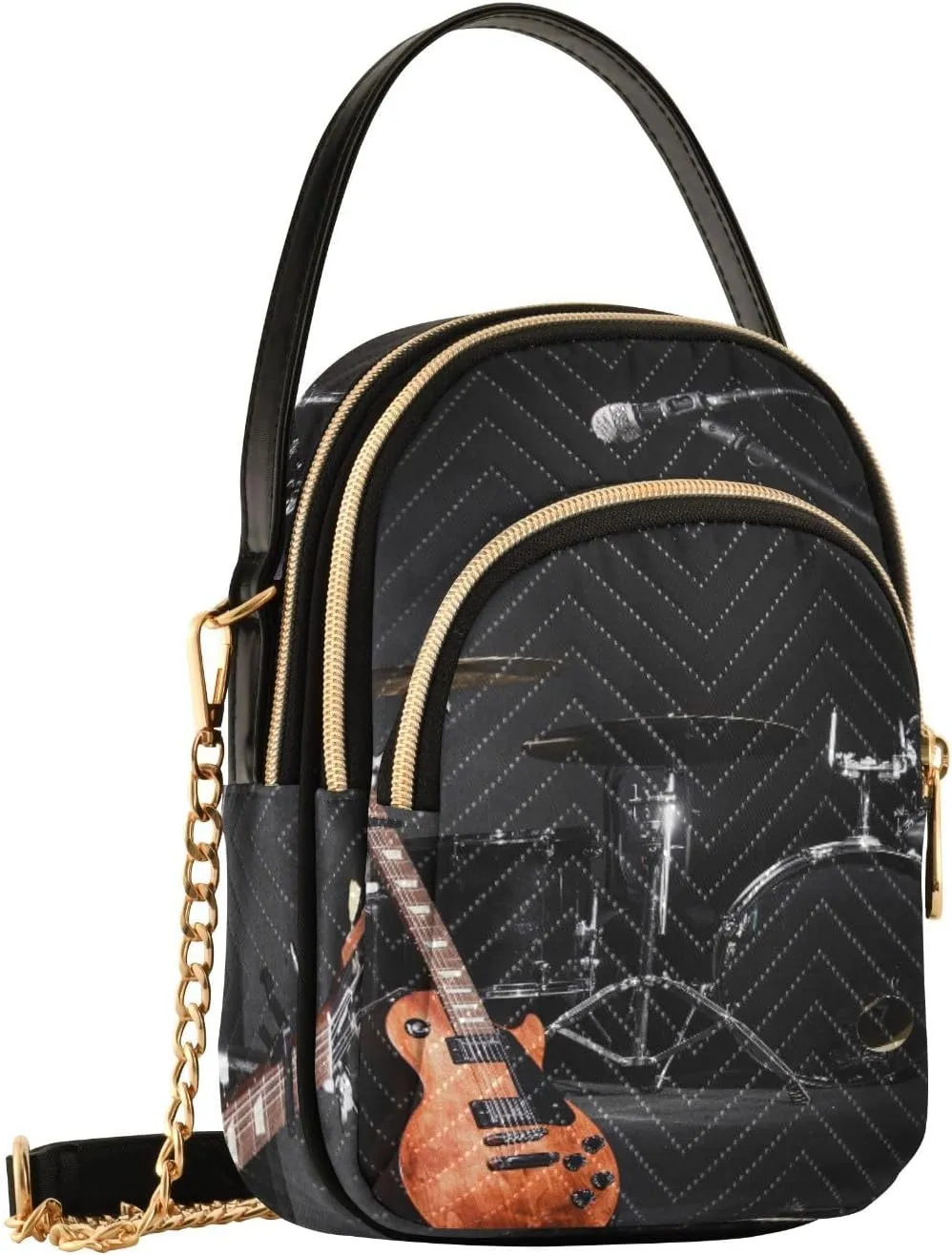 Women's Wave Cross Body Chest Bag, 52 inch Gold Chain Shoulder Handbag Purse