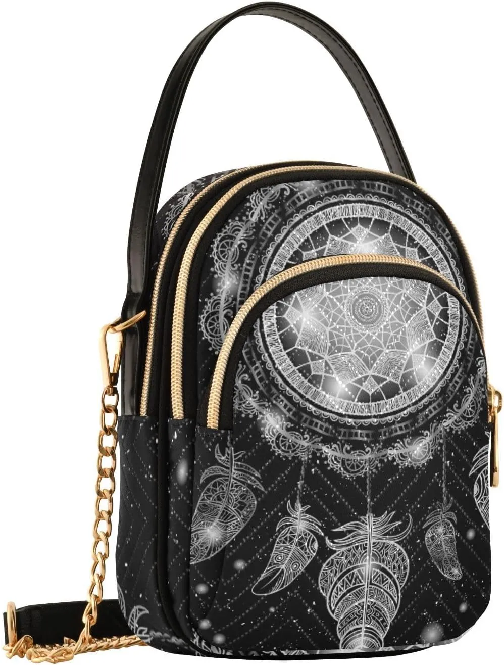 Women's Wave Cross Body Chest Bag, 52 inch Gold Chain Shoulder Handbag Purse