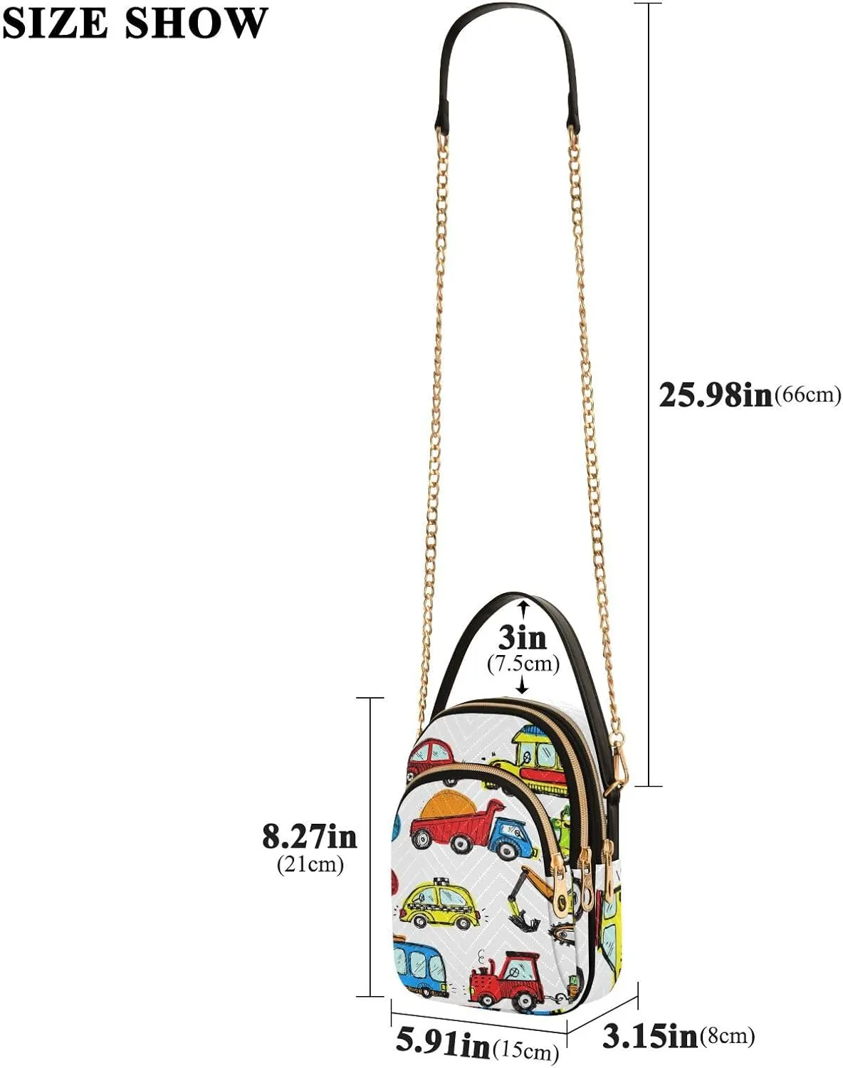 Women's Wave Cross Body Chest Bag, 52 inch Gold Chain Shoulder Handbag Purse