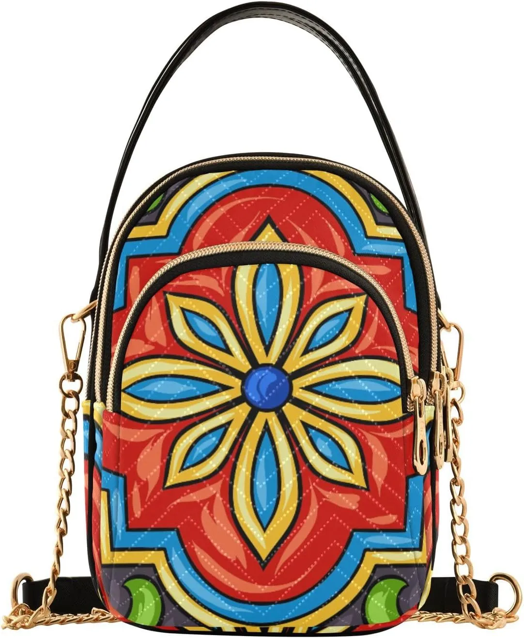Women's Wave Cross Body Chest Bag, 52 inch Gold Chain Shoulder Handbag Purse