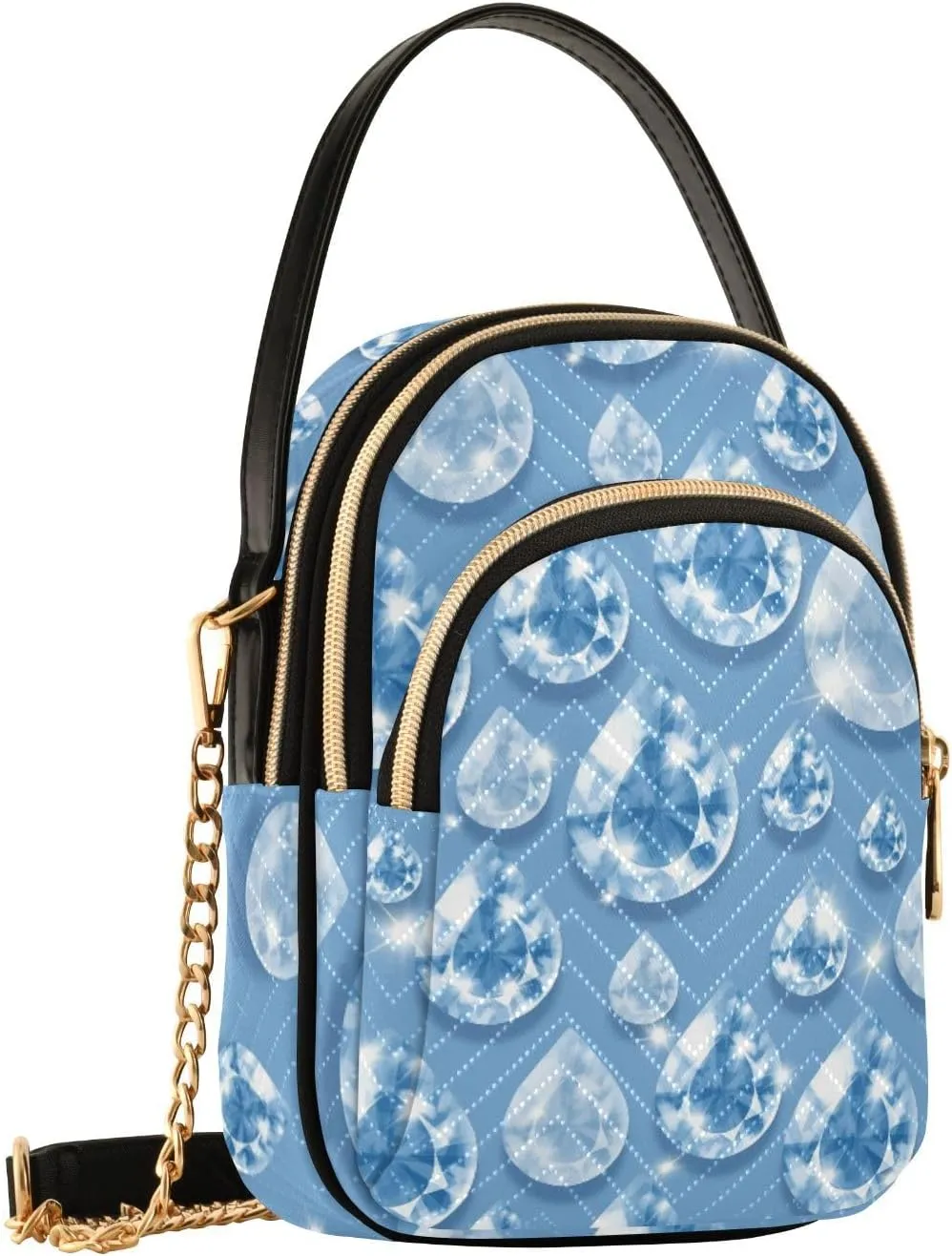 Women's Wave Cross Body Chest Bag, 52 inch Gold Chain Shoulder Handbag Purse