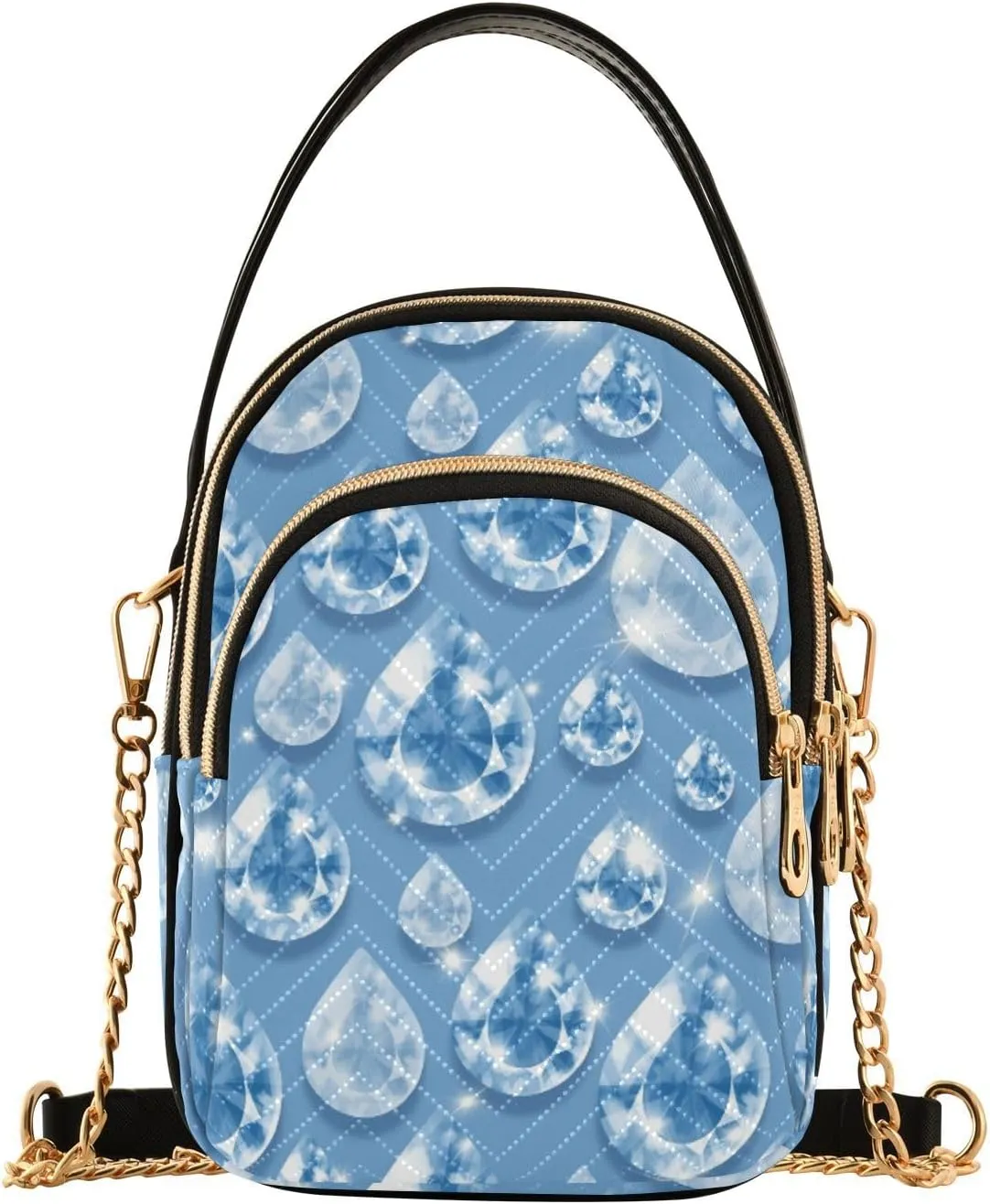 Women's Wave Cross Body Chest Bag, 52 inch Gold Chain Shoulder Handbag Purse