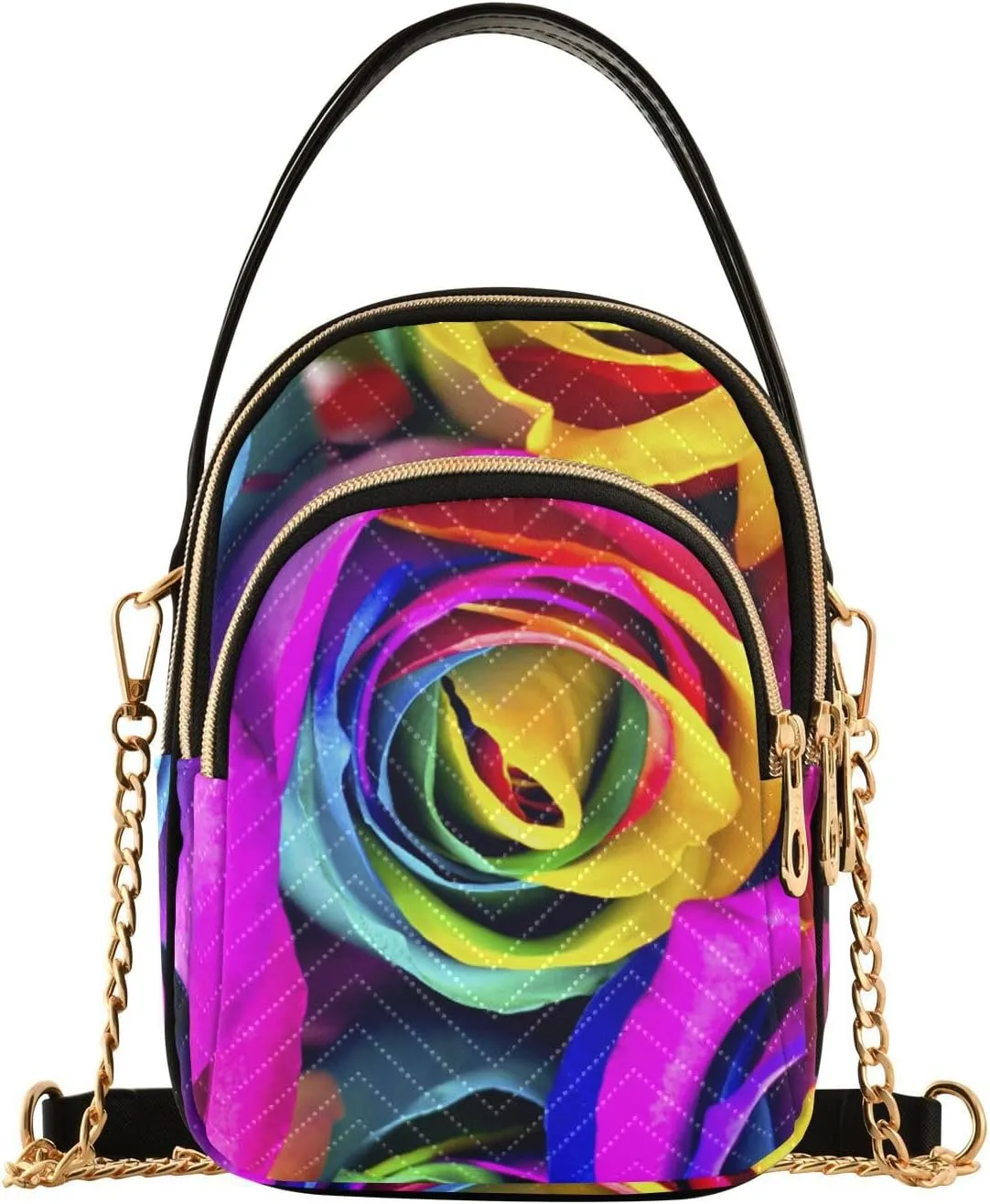 Women's Wave Cross Body Chest Bag, 52 inch Gold Chain Shoulder Handbag Purse