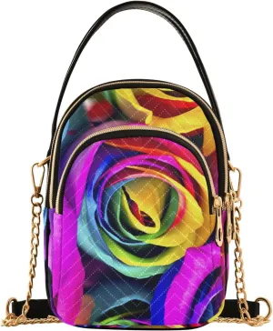 Women's Wave Cross Body Chest Bag, 52 inch Gold Chain Shoulder Handbag Purse