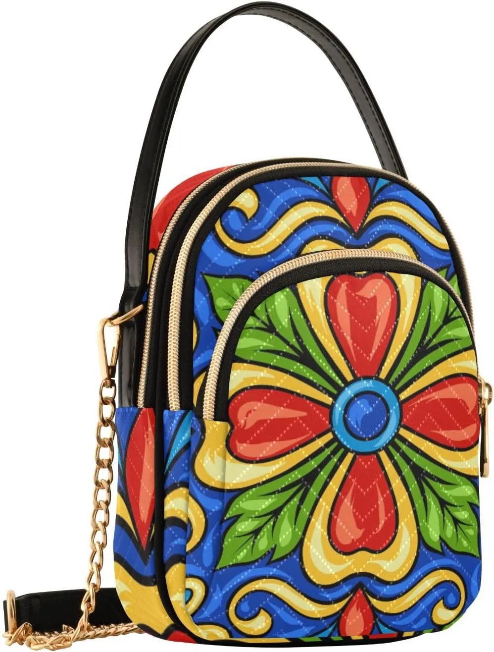 Women's Wave Cross Body Chest Bag, 52 inch Gold Chain Shoulder Handbag Purse