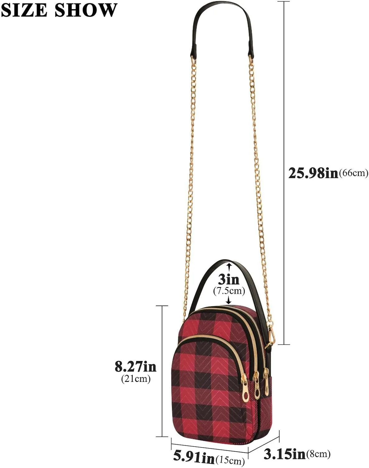 Women's Wave Cross Body Chest Bag, 52 inch Gold Chain Shoulder Handbag Purse
