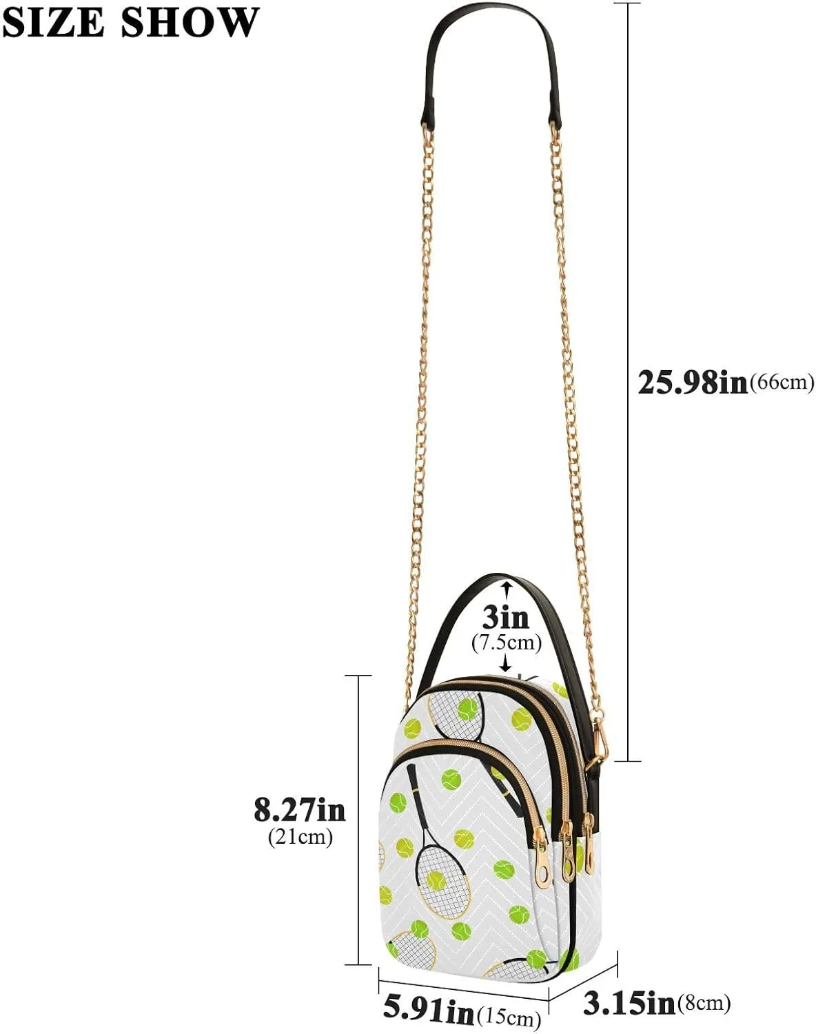 Women's Wave Cross Body Chest Bag, 52 inch Gold Chain Shoulder Handbag Purse