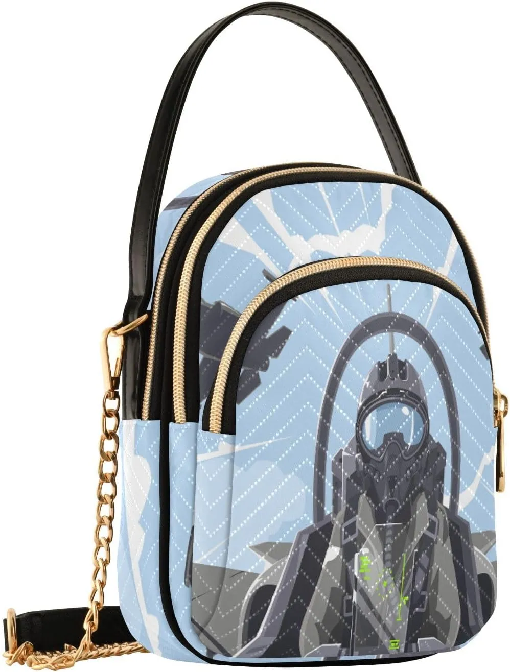 Women's Wave Cross Body Chest Bag, 52 inch Gold Chain Shoulder Handbag Purse