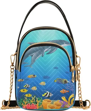 Women's Wave Cross Body Chest Bag, 52 inch Gold Chain Shoulder Handbag Purse