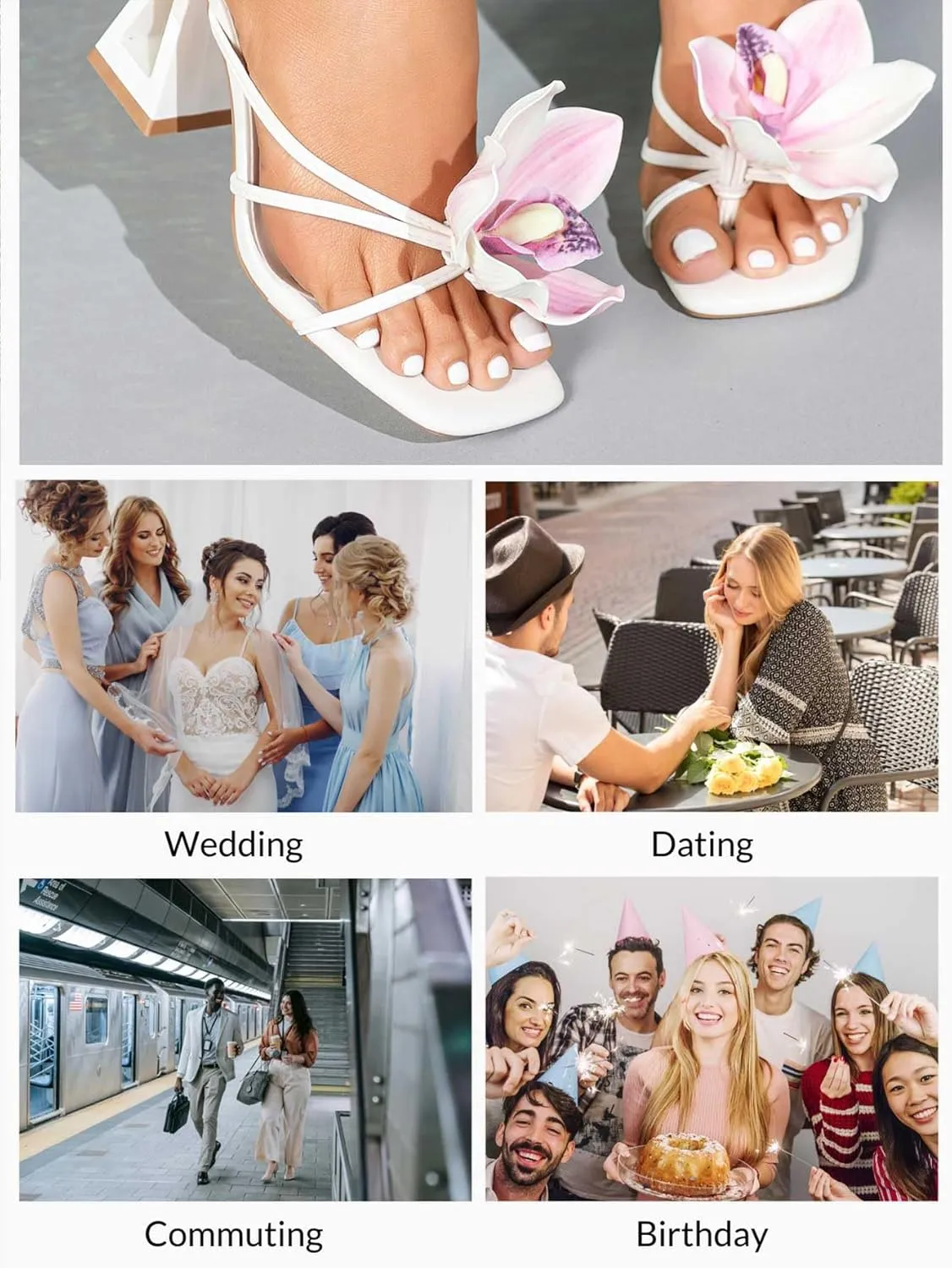 Women's White Strappy Heeled Sandals Square Toe Slides with Sculptural Geometric Block Heel Minimalist Summer Heels for Weddings, Evenings, and Casual Chic Looks
