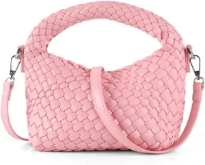 Women's Woven Crossbody Bag, Handmade Braided Tote Purse with Detachable Shoulder Strap, Vintage Small Handbag 12 Colors