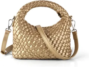 Women's Woven Crossbody Bag, Handmade Braided Tote Purse with Detachable Shoulder Strap, Vintage Small Handbag 12 Colors