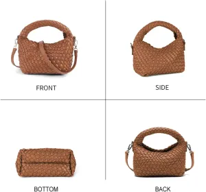 Women's Woven Crossbody Bag, Handmade Braided Tote Purse with Detachable Shoulder Strap, Vintage Small Handbag 12 Colors