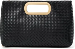 Women's Woven Evening Bag Casual Leather Shoulder Handbag Fashion Clutch Purse