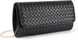 Women's Woven Evening Bag Casual Leather Shoulder Handbag Fashion Crossbody Clutch Purse