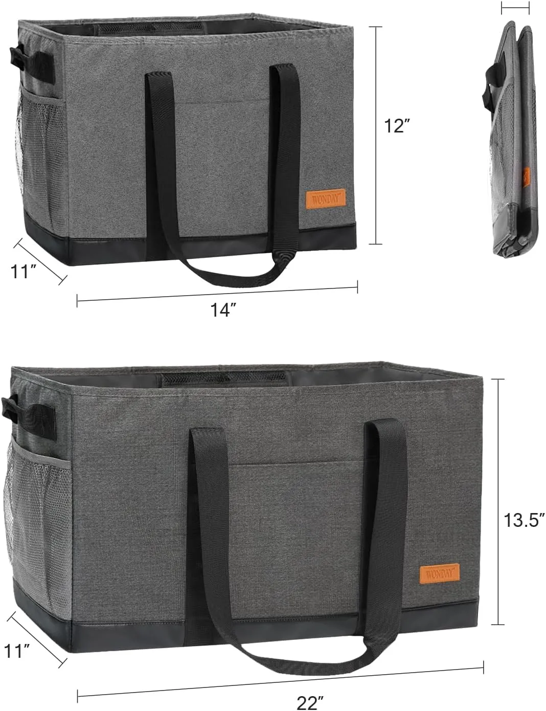 WONDAY Standing Extra Large Reusable Grocery Bag Carrier with Handle, Thirty One Utility Tote Foldable for Shopping and Beach