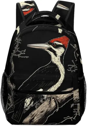 Woodpecker on A Branch Casual Daypack Backpack Laptop Bag Cute Unisex for Travel Business Work