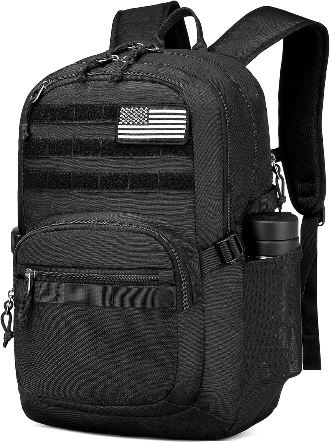 Wotony Military Tactical Backpack for Men Army 3 Days Assault Pack Bag with Molle System for Outdoor Adventures (Black, 25L)