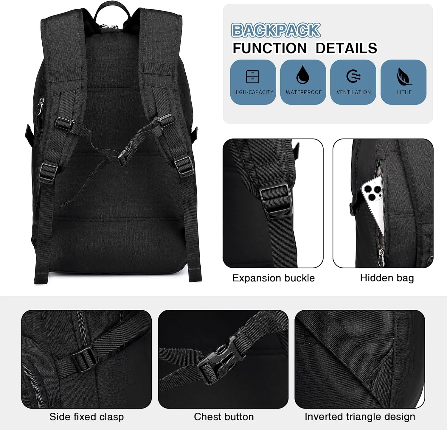 Wotony Military Tactical Backpack for Men Army 3 Days Assault Pack Bag with Molle System for Outdoor Adventures (Black, 25L)