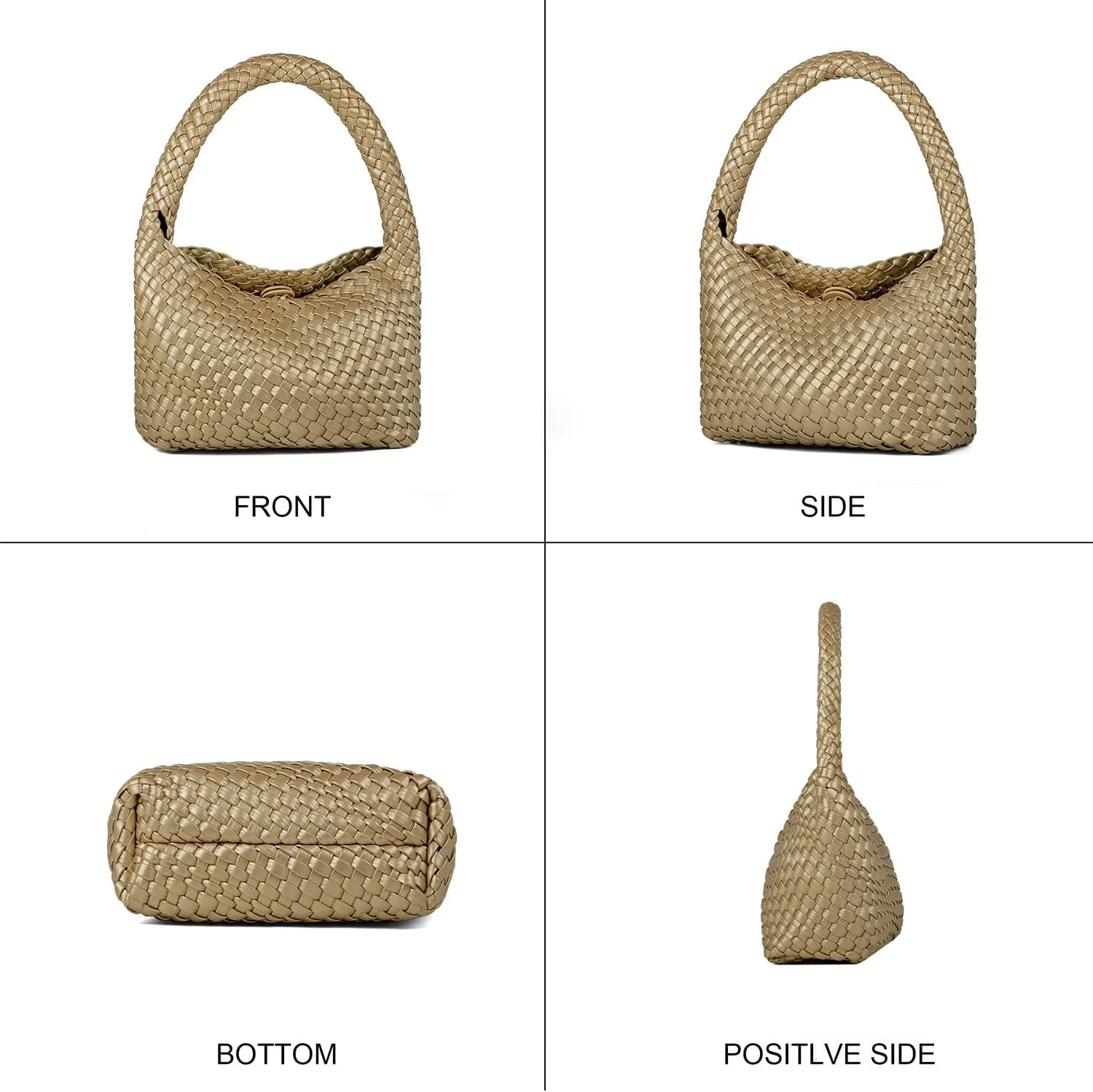 Woven Bag for Women, Small Vegan Leather Summer Beach Purse, and Travel Handbags Ladies' Retro Chic Shoulder Bags
