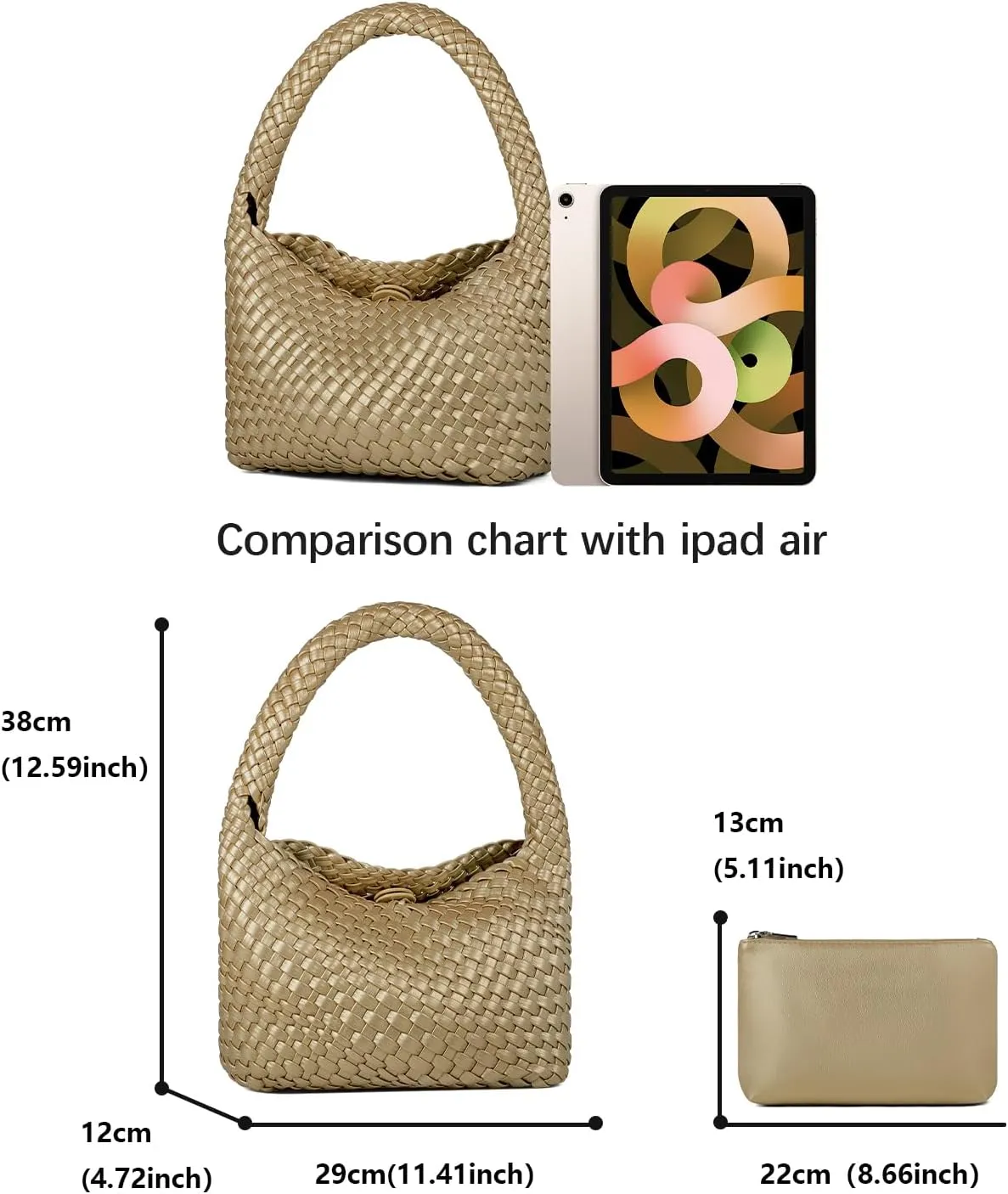 Woven Bag for Women, Small Vegan Leather Summer Beach Purse, and Travel Handbags Ladies' Retro Chic Shoulder Bags