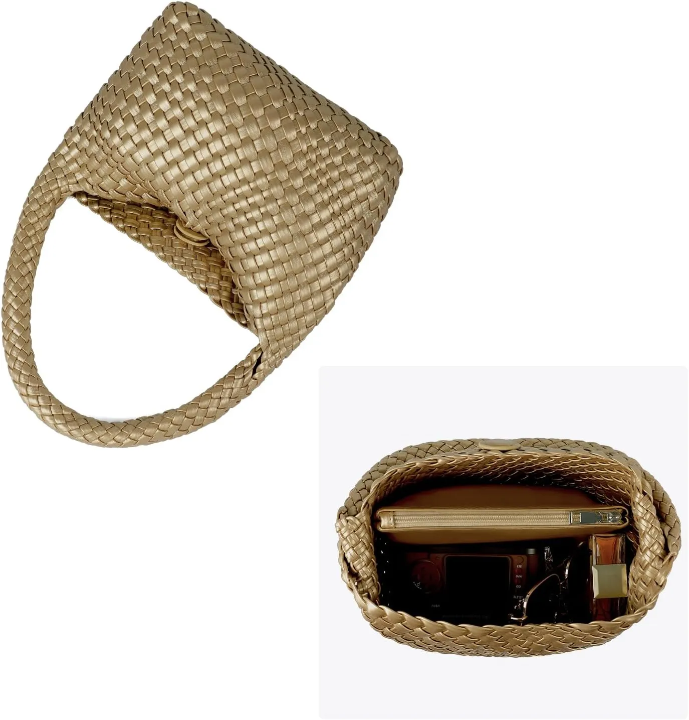 Woven Bag for Women, Small Vegan Leather Summer Beach Purse, and Travel Handbags Ladies' Retro Chic Shoulder Bags