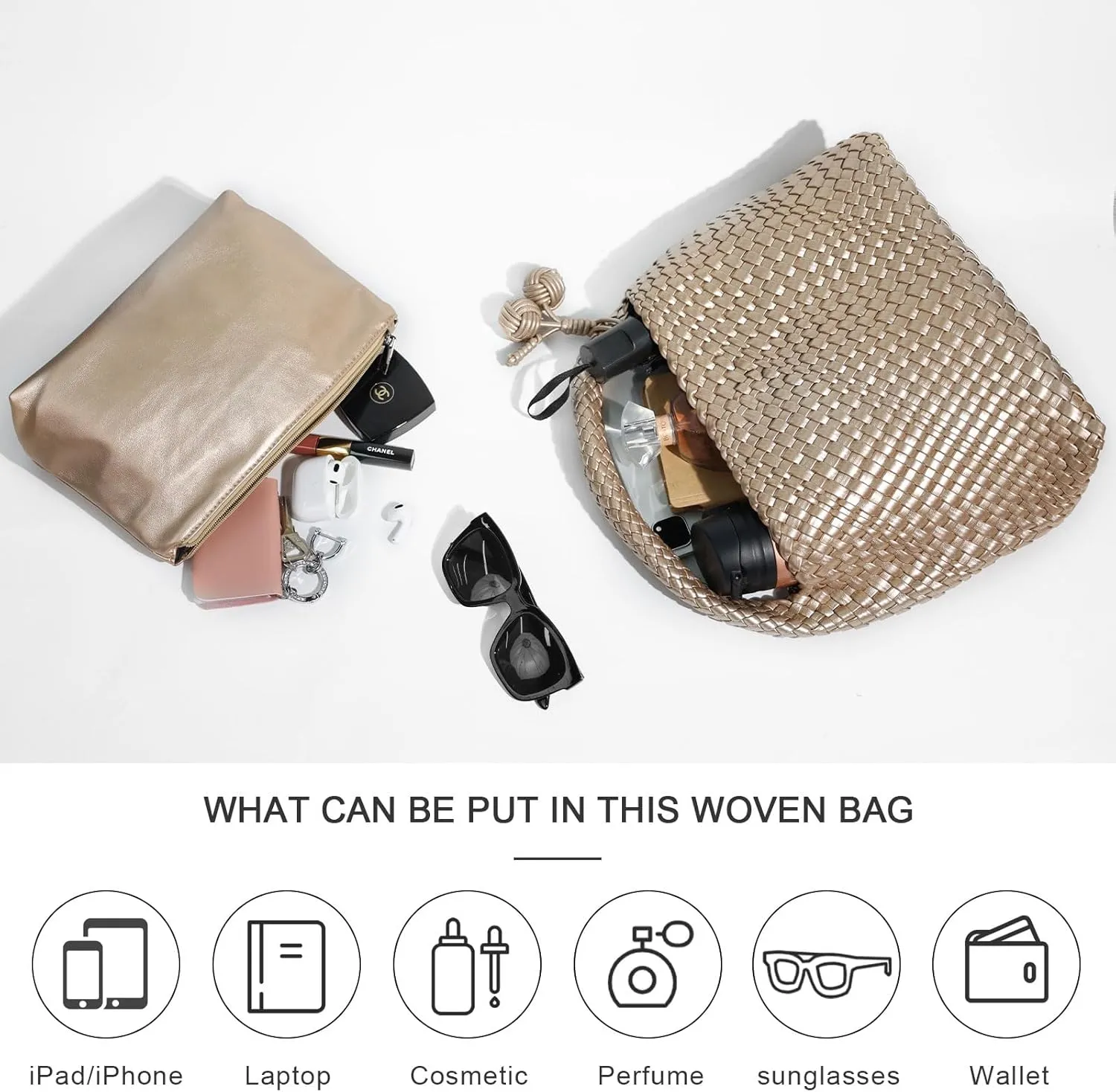 Woven Bag Purses for Women Vegan Leather Tote Bag Braided Shoulder Bag Hobo Underarm Bags