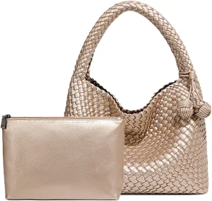 Woven Bag Purses for Women Vegan Leather Tote Bag Braided Shoulder Bag Hobo Underarm Bags