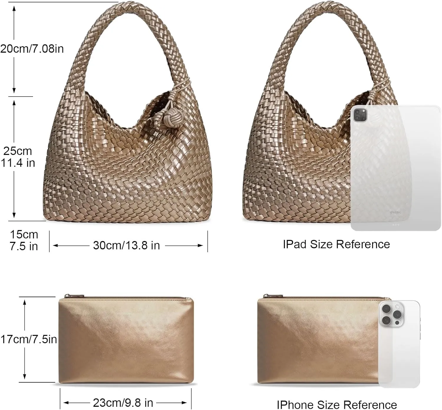 Woven Bag Purses for Women Vegan Leather Tote Bag Braided Shoulder Bag Hobo Underarm Bags