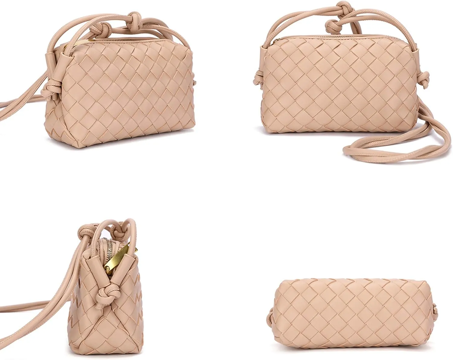 Woven Crossbody Bags For Women, Small Handmade Purse Clutch Shoulderbag Handbag, Zipper Closure